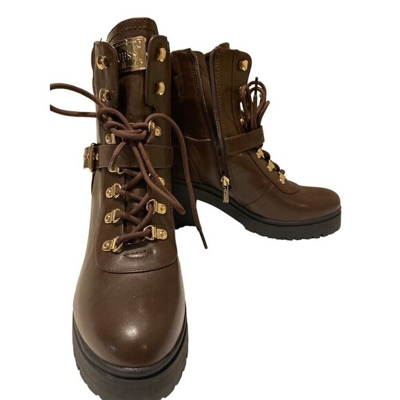 NEW Guess Canally Brown platform combat boots women size‎ 10 - Picture 4 of 11